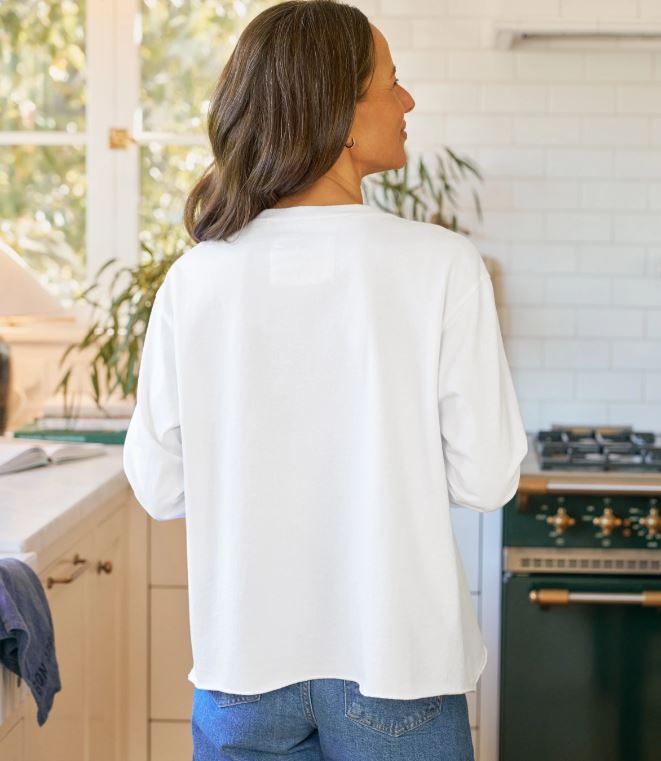 Frank & Eileen Quinn Crew Long Sleeve Tee White-T-Shirts-West of Woodward Boutique-Vancouver-Canada