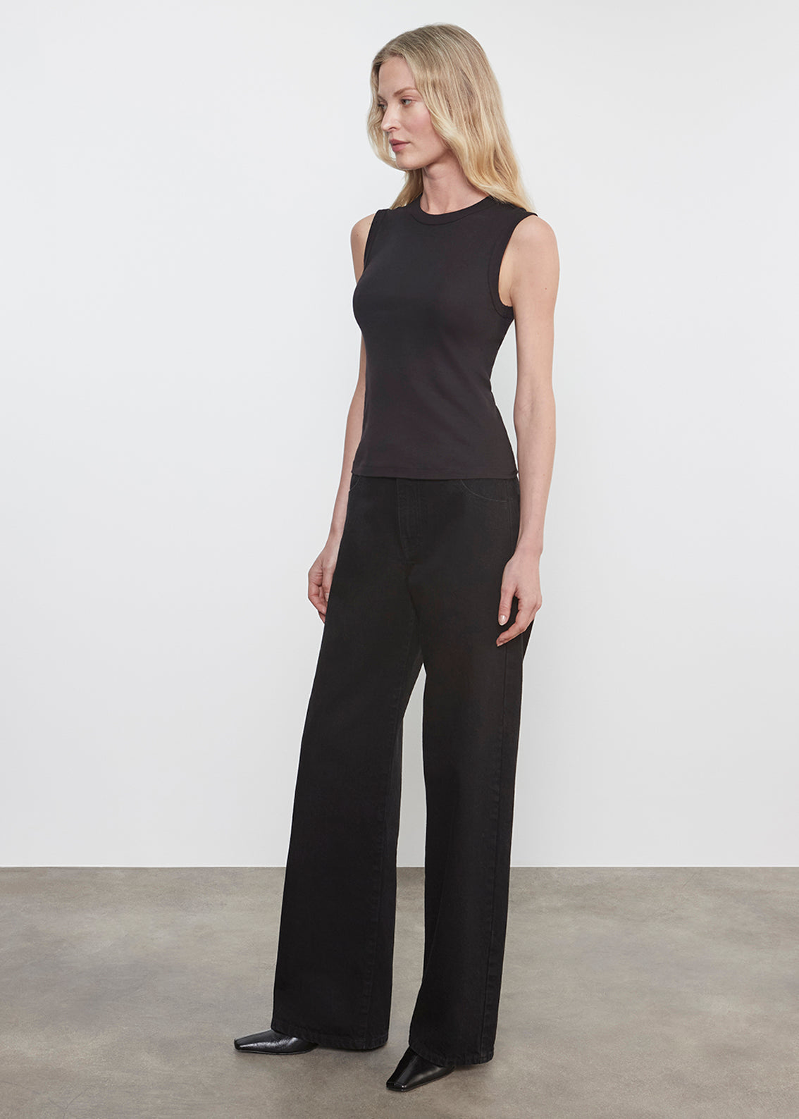 Enza Costa Supima Cotton Classic Sleeveless Tee Black