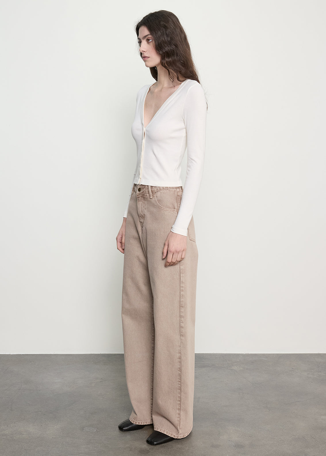 Enza Costa Supima Cotton V-neck Cardigan Cloud