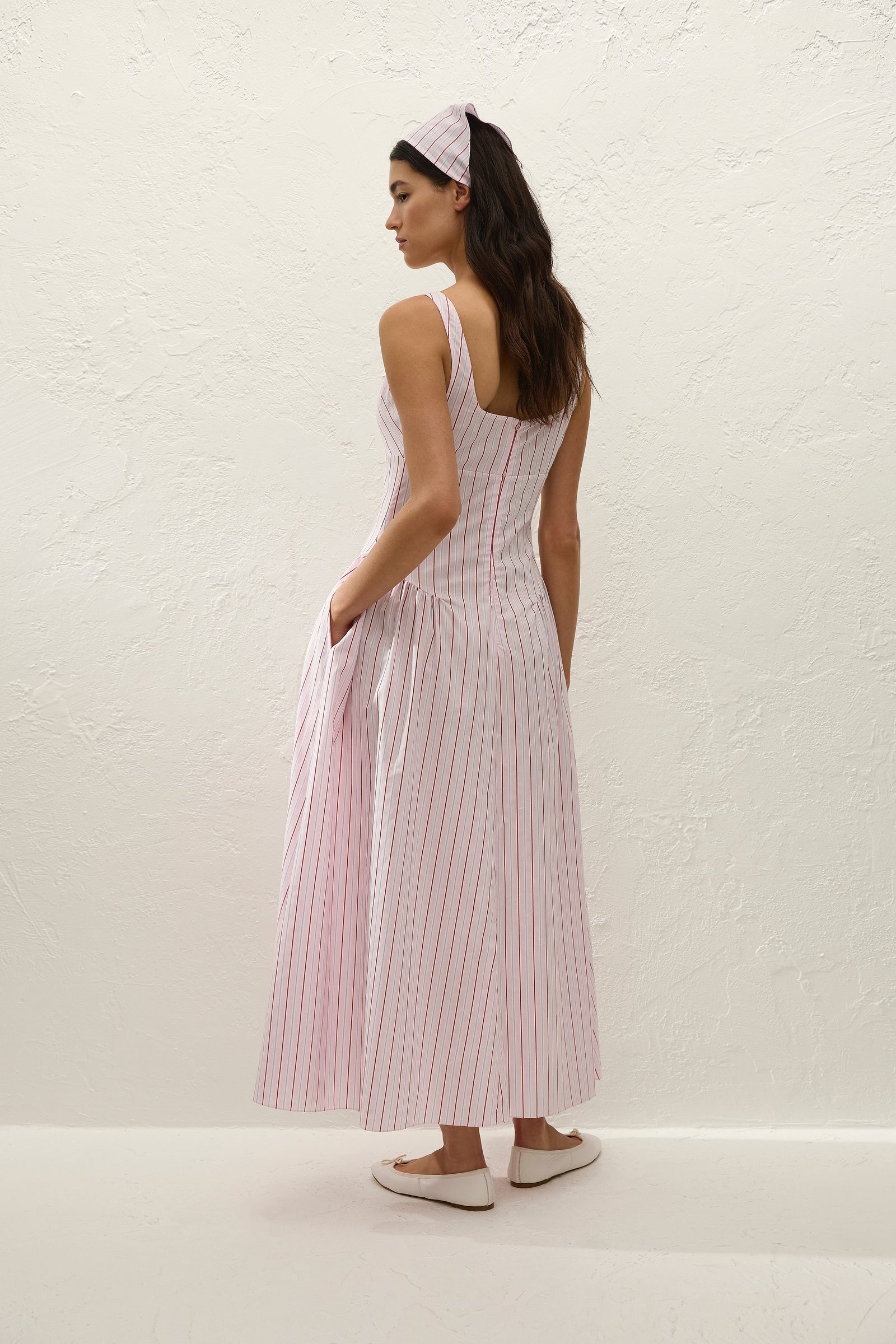 Faithfull Marcella Midi Dress Fiori Stripe Palazzo-Dresses-West of Woodward Boutique-Vancouver-Canada