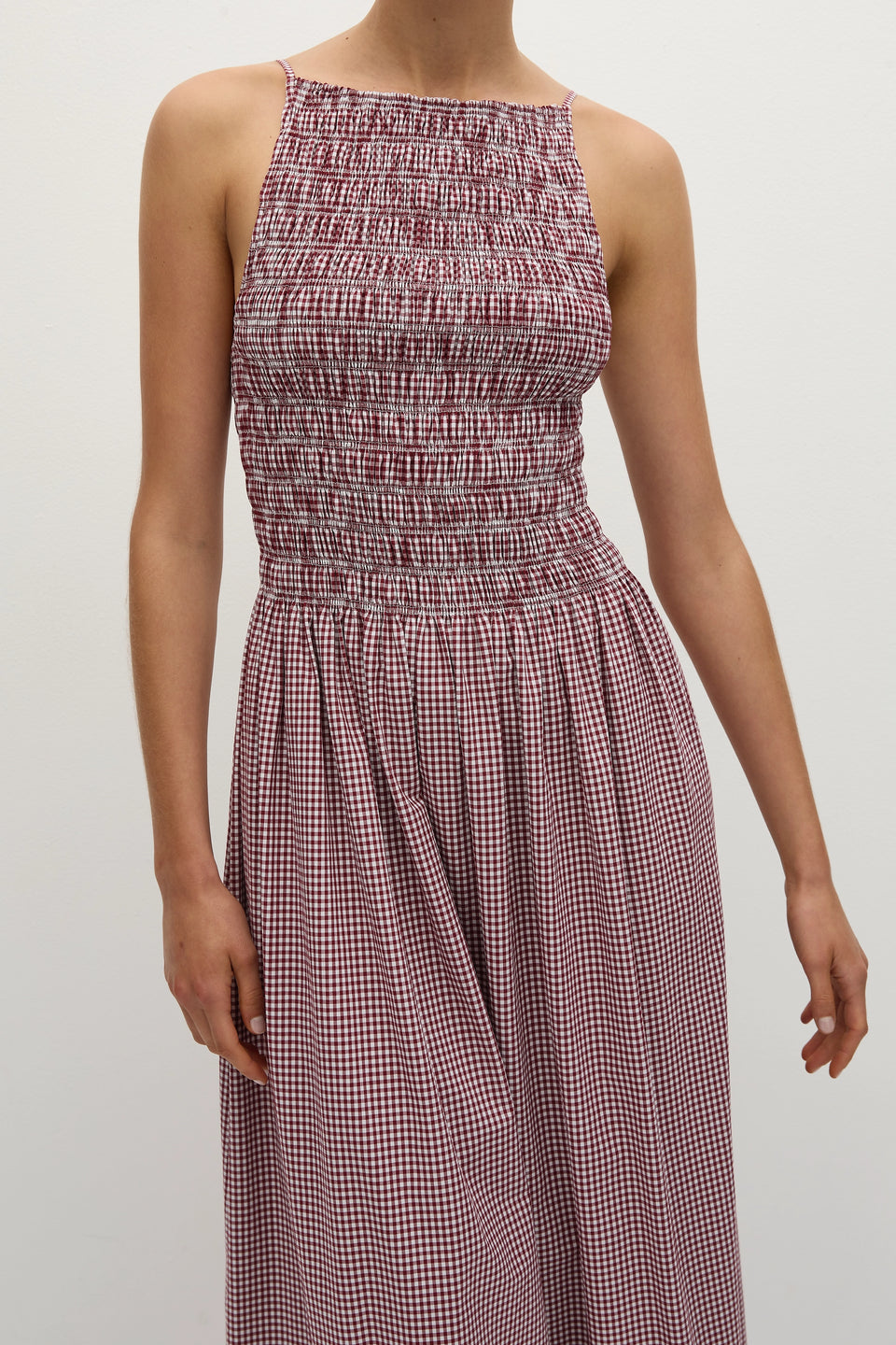 Faithfull Laia Maxi Dress Gingham Deep Red-Dresses-West of Woodward Boutique-Vancouver-Canada