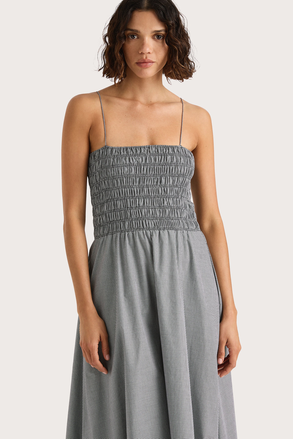 Faithfull Lida Maxi Dress Gingham Black-Dresses-West of Woodward Boutique-Vancouver-Canada