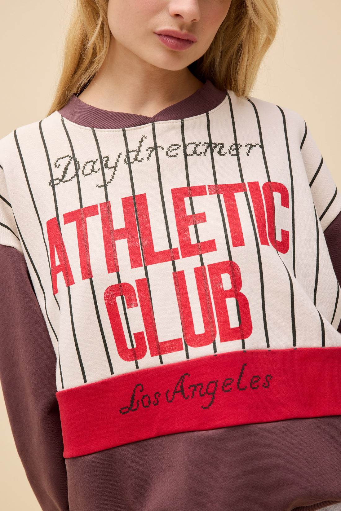 Daydreamer Athletic Club Colourblock Sweatshirt Brown-Sweatshirts-West of Woodward Boutique-Vancouver-Canada
