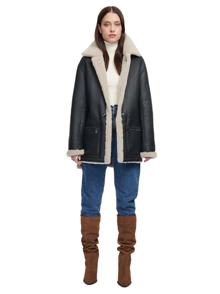 HiSO Sachs Black Beige Napa Coat-Coats-West of Woodward Boutique-Vancouver-Canada