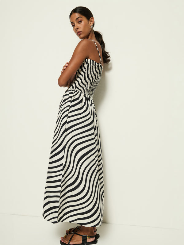 Nation Ltd. Sibelle Smocked Dress Swirl Print-Dresses-West of Woodward Boutique-Vancouver-Canada