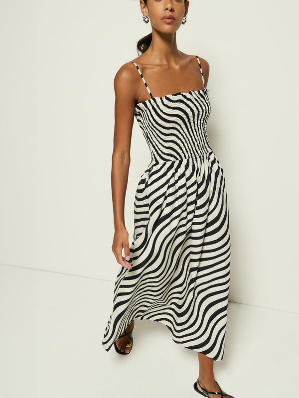 Nation Ltd. Sibelle Smocked Dress Swirl Print-Dresses-West of Woodward Boutique-Vancouver-Canada