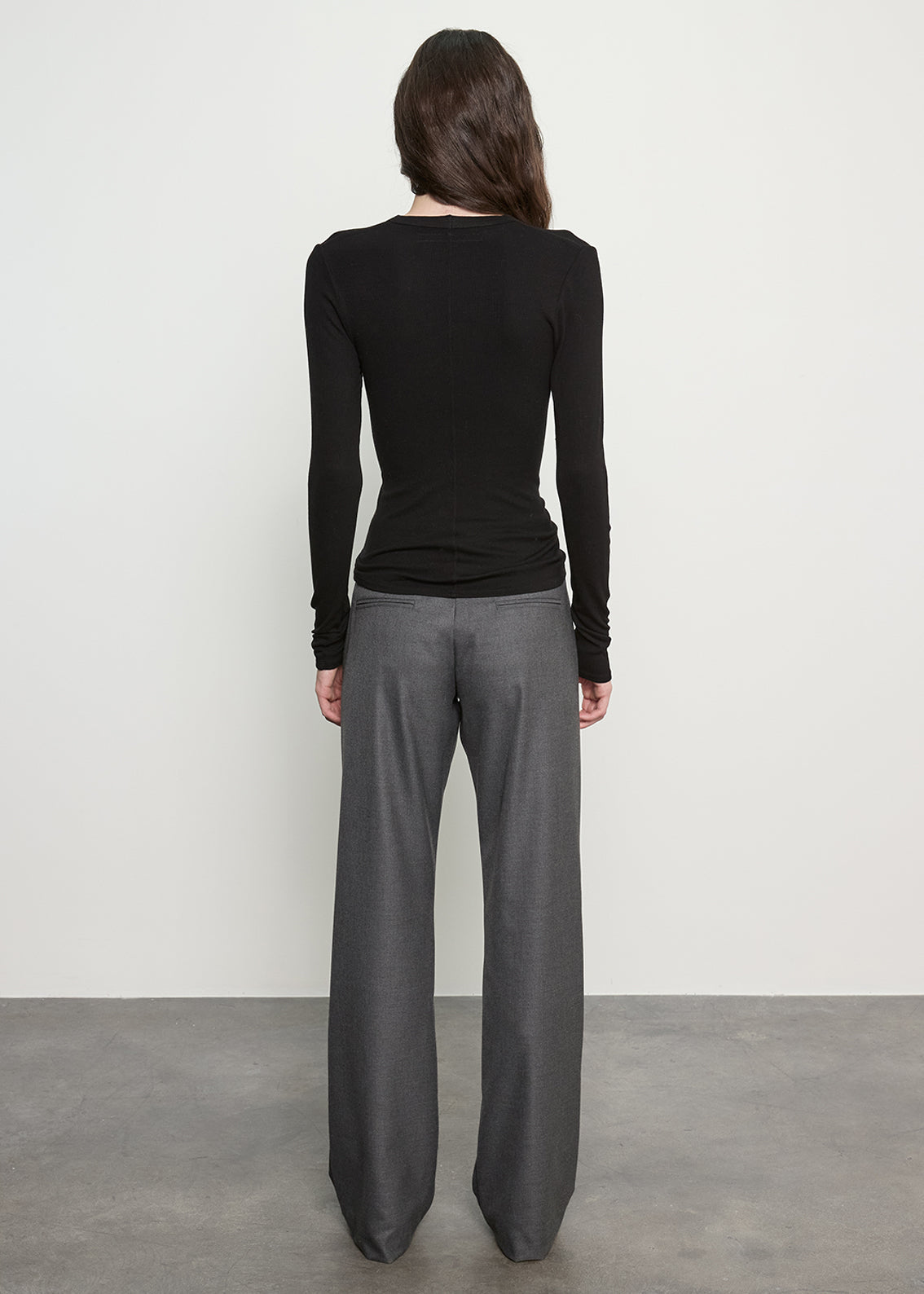 Enza Costa Silk Rib Essential U Neck Black