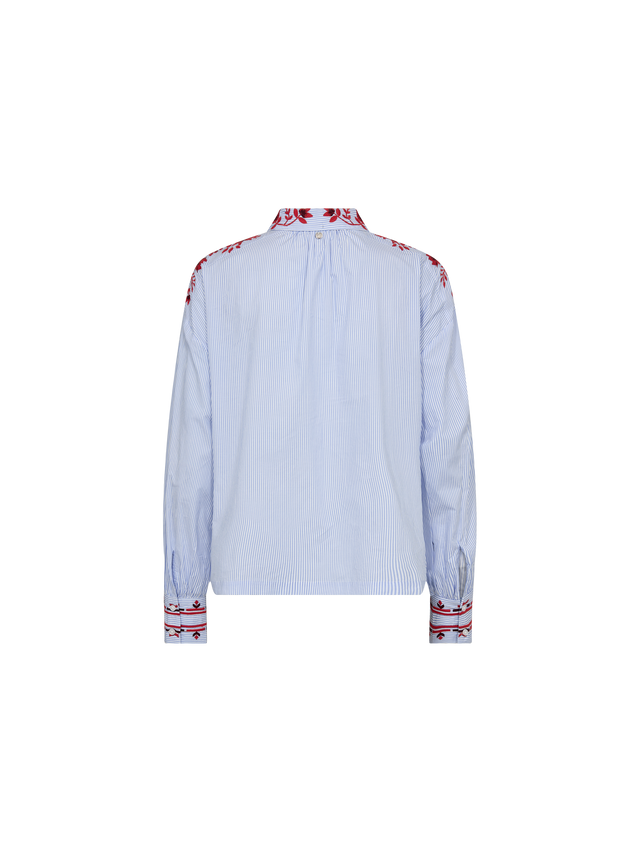 Mos Mosh Osmo Stripey Shirt Brunnera Blue-Shirts-West of Woodward Boutique-Vancouver-Canada