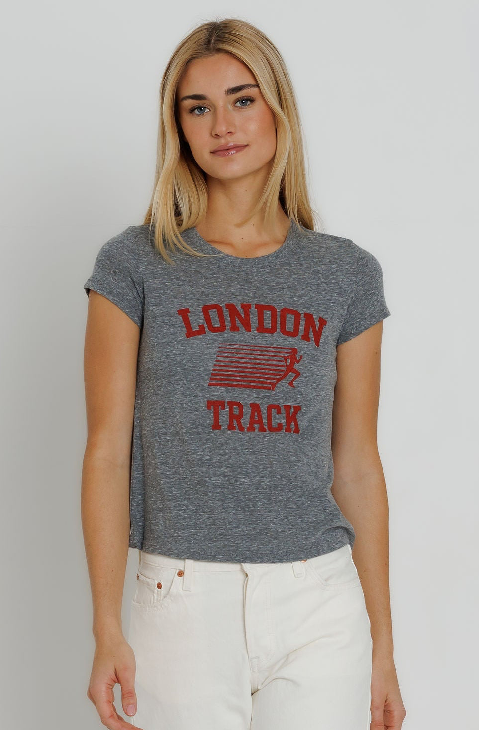 Sunny Somewhere London Track Femme Crew Heather Grey-T-Shirts-West of Woodward Boutique-Vancouver-Canada