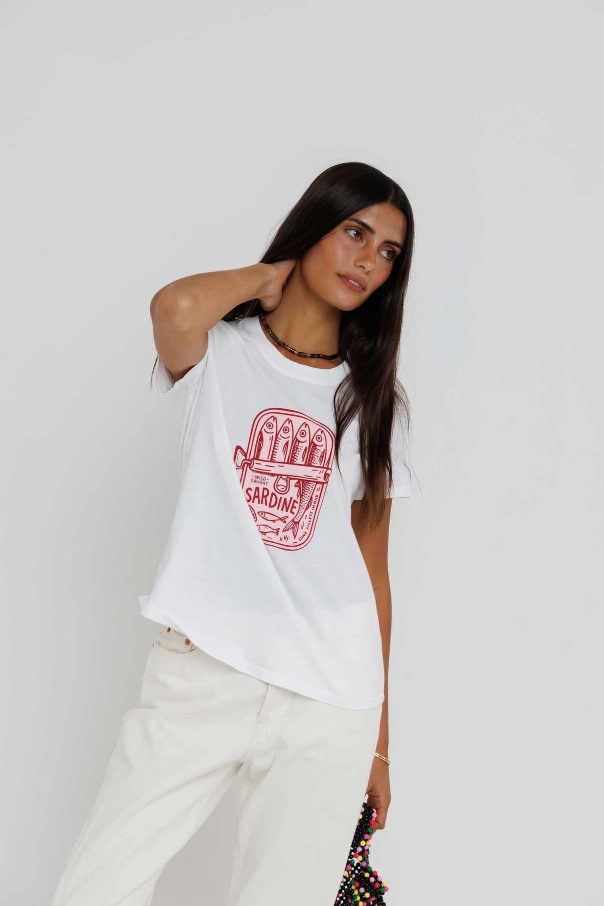 Sunny Somewhere Sardine Summer Femme Crew White-T-Shirts-West of Woodward Boutique-Vancouver-Canada