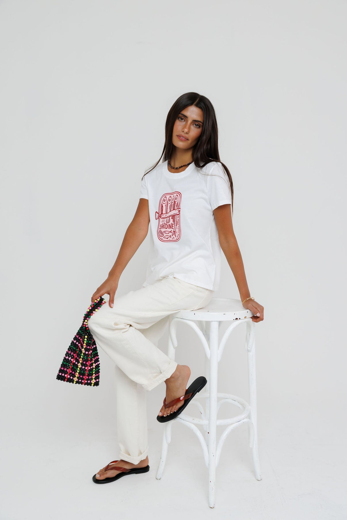 Sunny Somewhere Sardine Summer Femme Crew White-T-Shirts-West of Woodward Boutique-Vancouver-Canada