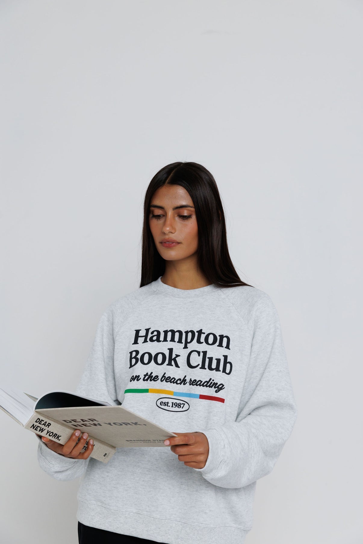 Sunny Somewhere Hampton Book Club Raglan Sweatshirt Heather Ash-Sweatshirts-West of Woodward Boutique-Vancouver-Canada