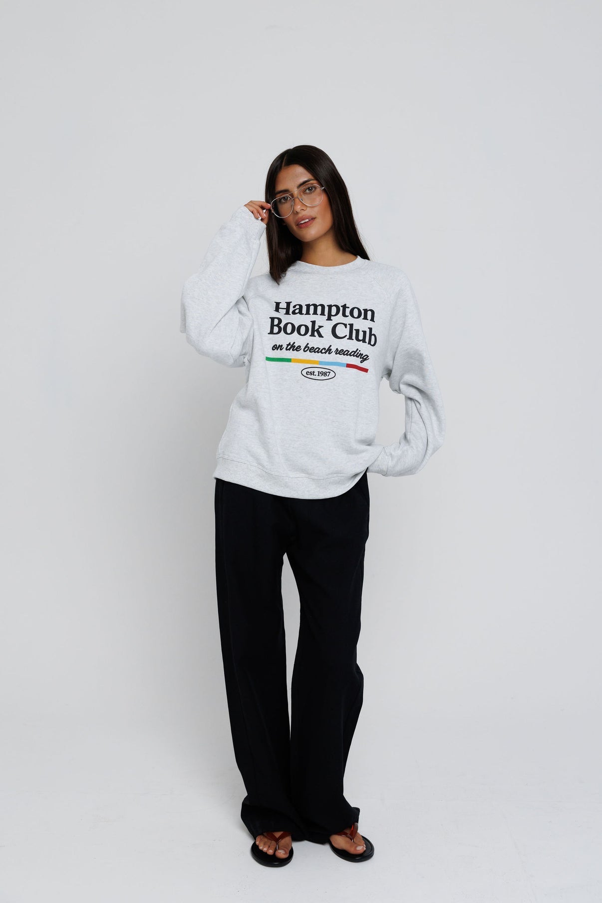 Sunny Somewhere Hampton Book Club Raglan Sweatshirt Heather Ash-Sweatshirts-West of Woodward Boutique-Vancouver-Canada