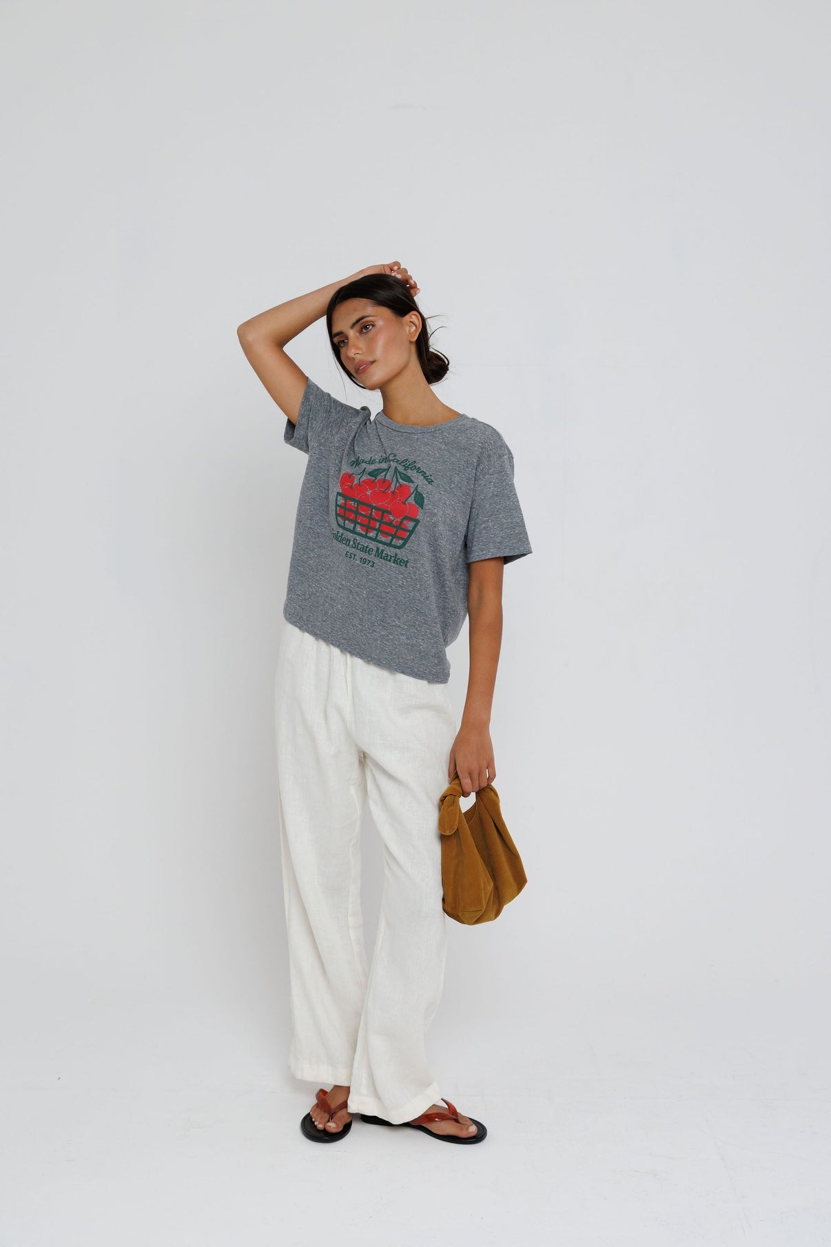 Sunny Somewhere California Cherries Everday Tee Heather Grey-T-Shirts-West of Woodward Boutique-Vancouver-Canada