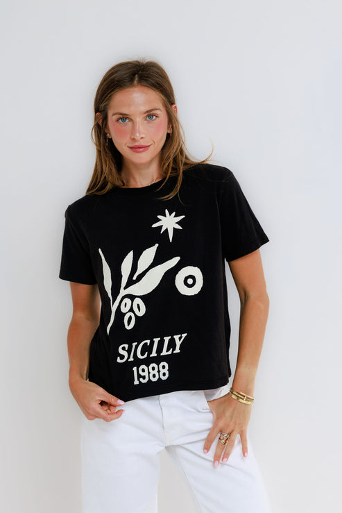Sunny Somewhere Sicily 1988 Tee Vintage Black-T-Shirts-West of Woodward Boutique-Vancouver-Canada