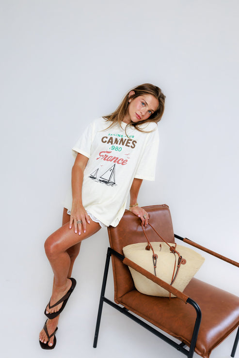 Sunny Somewhere Sailing Club Cannes Tee Off White-T-Shirts-West of Woodward Boutique-Vancouver-Canada