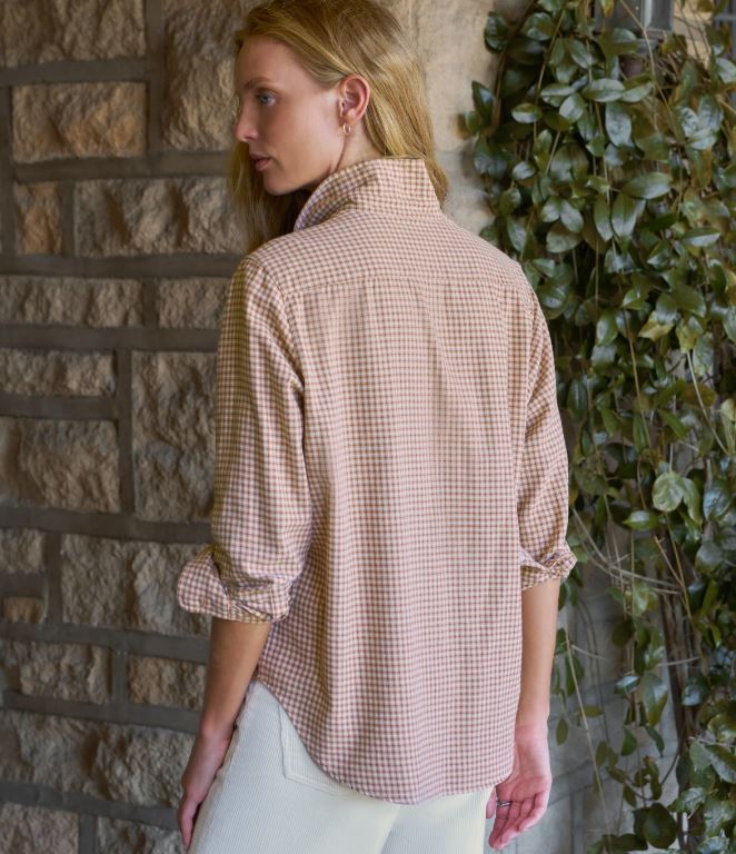 Frank & Eileen Button Up Shirt Eileen Sand Brown Cream Small Plaid-Shirts-West of Woodward Boutique-Vancouver-Canada