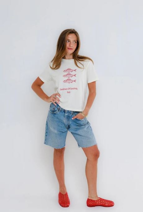 Sunny Somewhere Sardines of Sardinia Off White-T-Shirts-West of Woodward Boutique-Vancouver-Canada