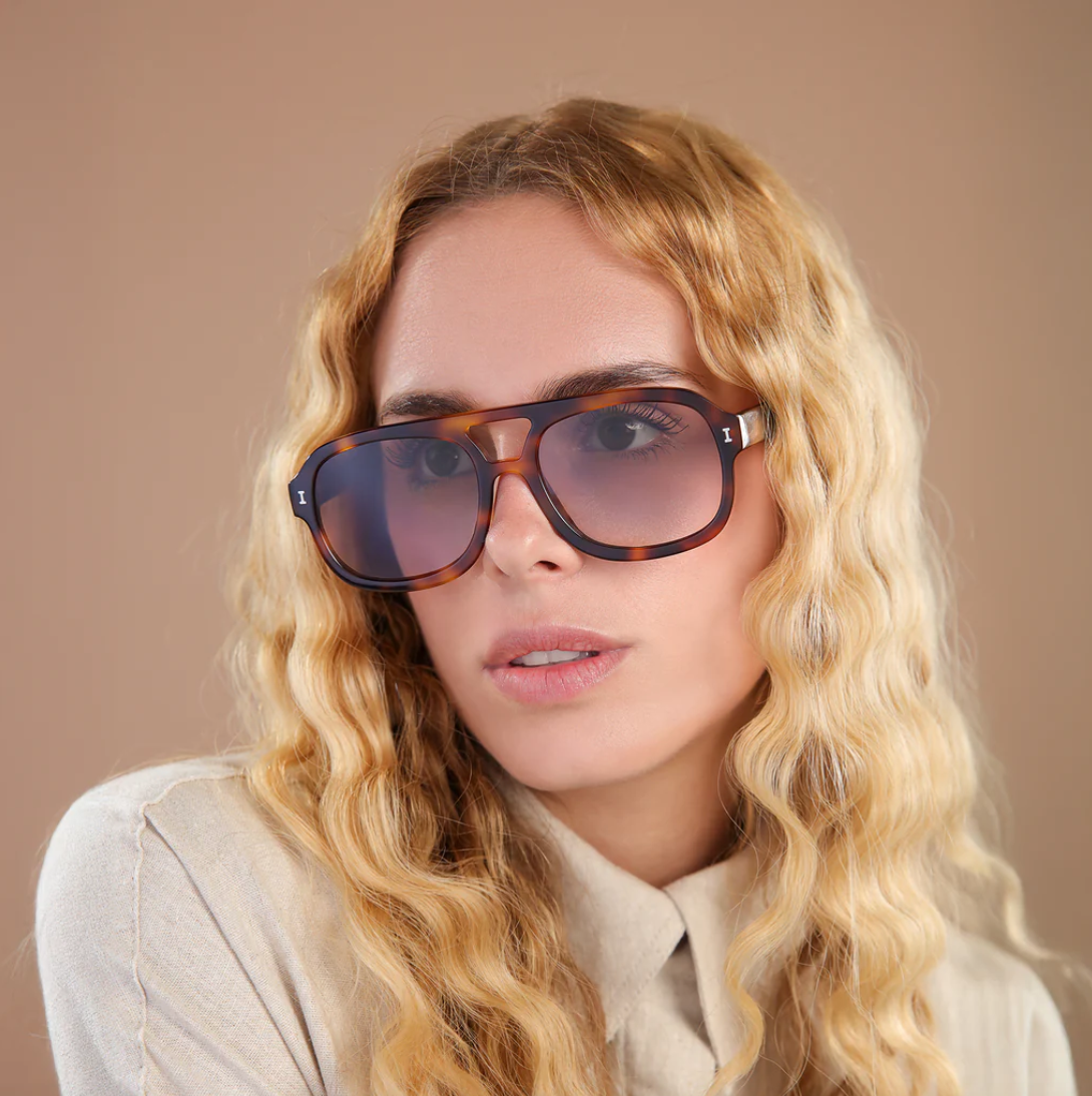 Illesteva Memphis Havana Sunglasses Taupe Gradient Lense-Accessories-West of Woodward Boutique-Vancouver-Canada