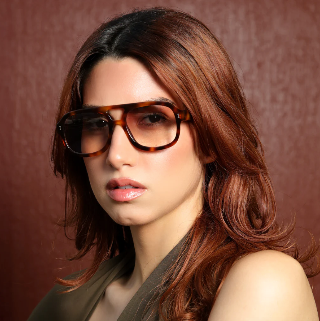 Illesteva Memphis Havana Sunglasses Taupe Gradient Lense-Accessories-West of Woodward Boutique-Vancouver-Canada