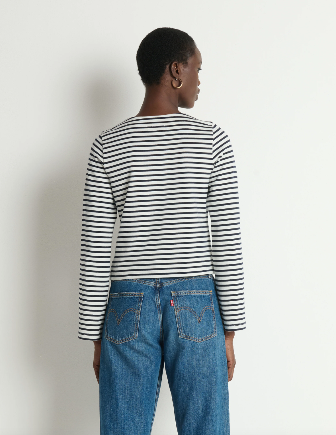 Nation Silvia Long Sleeve Top Navy Breton Stripe