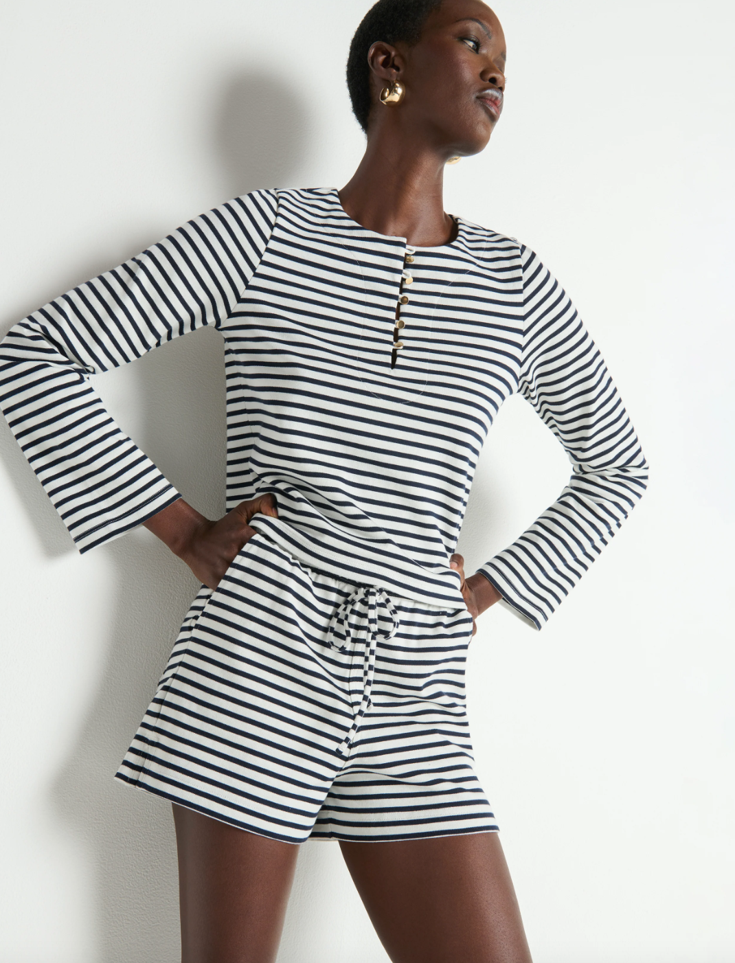 Nation Stacey Short Navy Breton Stripe