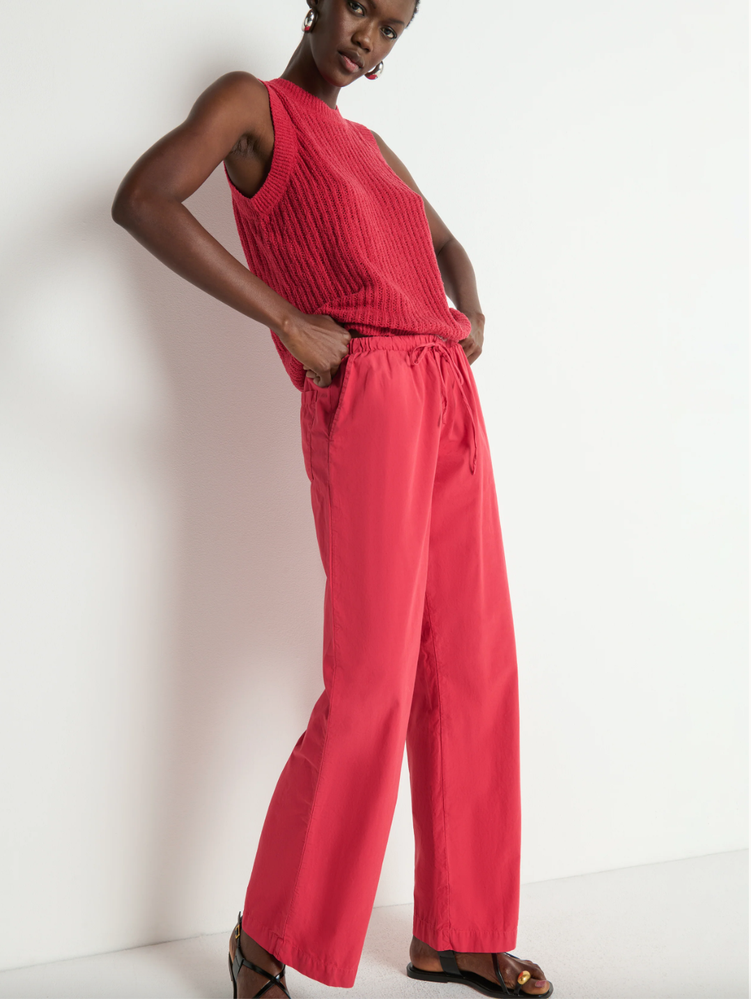 Nation Lucia Tie Waist Pant Heartbeat Red