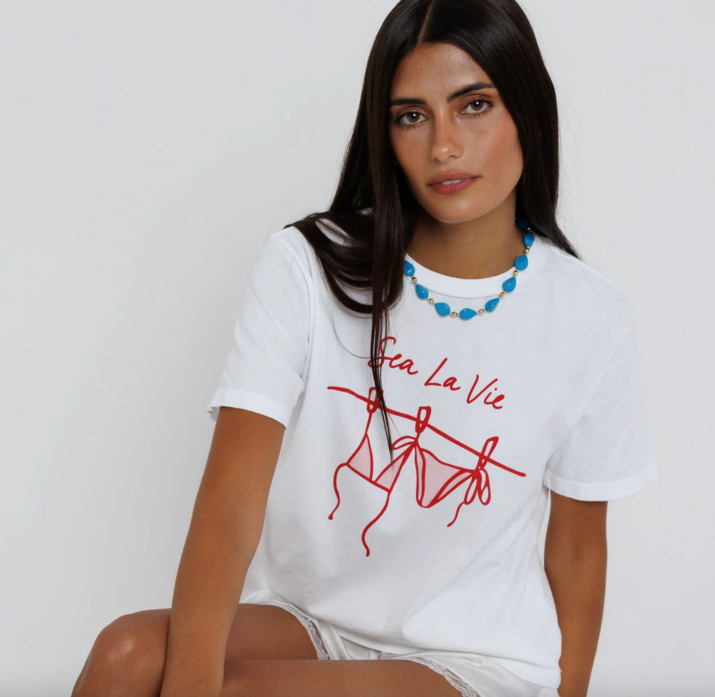 Sunny Somewhere Sea La Vie Everyday Tee White-T-Shirts-West of Woodward Boutique-Vancouver-Canada