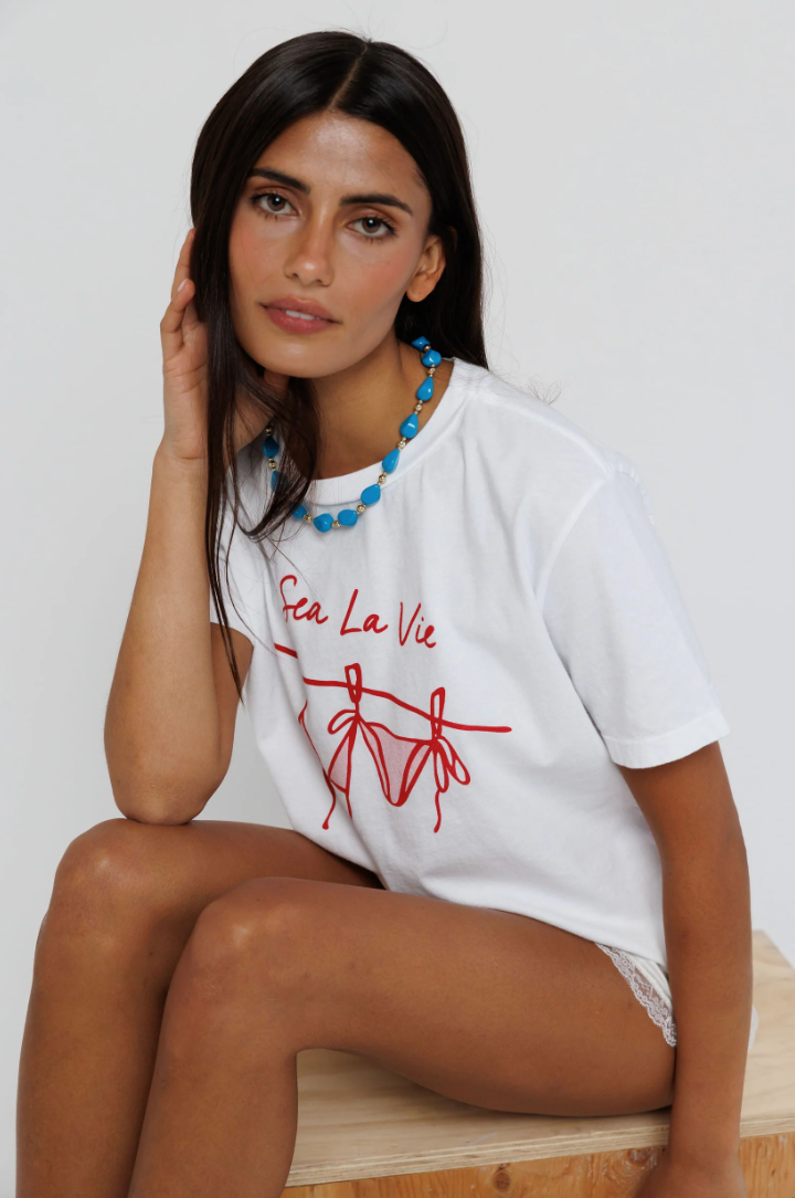 Sunny Somewhere Sea La Vie Everyday Tee White-T-Shirts-West of Woodward Boutique-Vancouver-Canada
