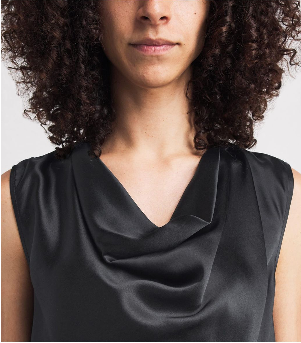 Rag & Bone Vinnie Sleeveless Silk Blouse Black-Shirts-West of Woodward Boutique-Vancouver-Canada