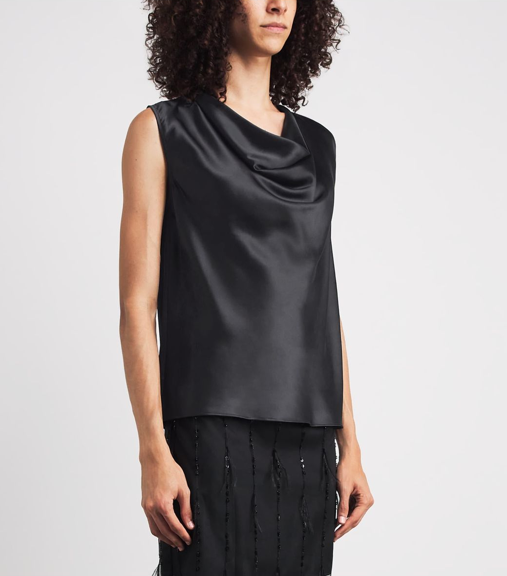 Rag & Bone Vinnie Sleeveless Silk Blouse Black-Shirts-West of Woodward Boutique-Vancouver-Canada