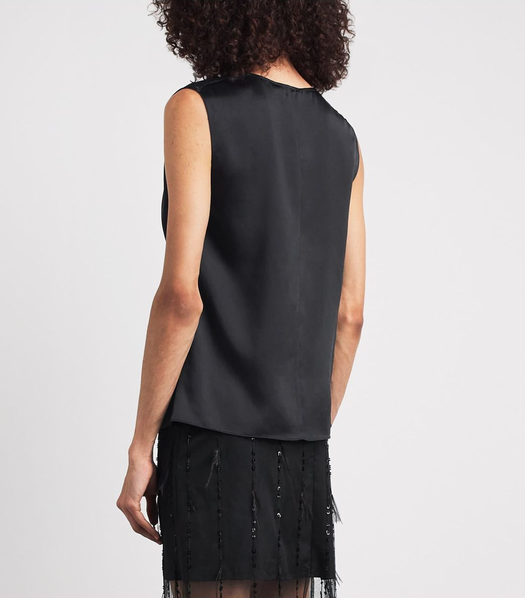 Rag &amp; Bone Vinnie Sleeveless Silk Blouse Black-Shirts-West of Woodward Boutique-Vancouver-Canada