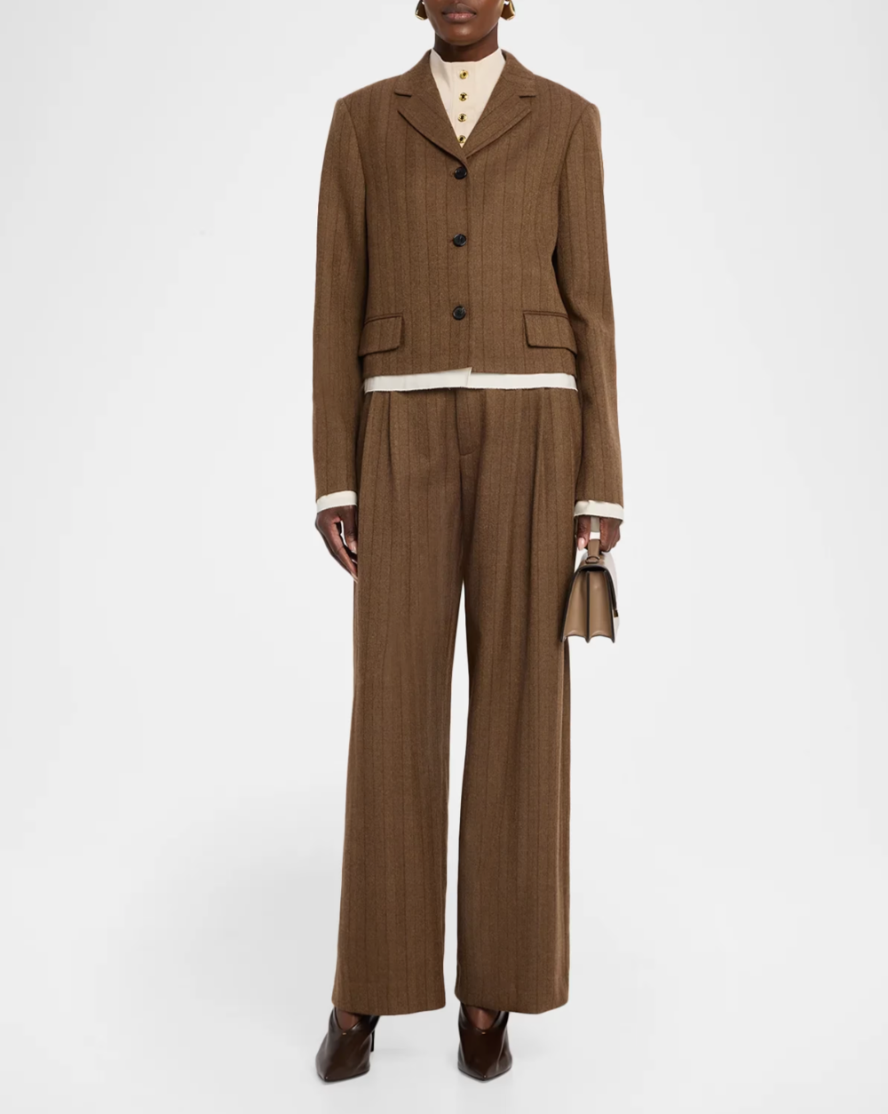Rag &amp; Bone Lawrence Crop Blazer Brown Herringbone-Jackets-West of Woodward Boutique-Vancouver-Canada