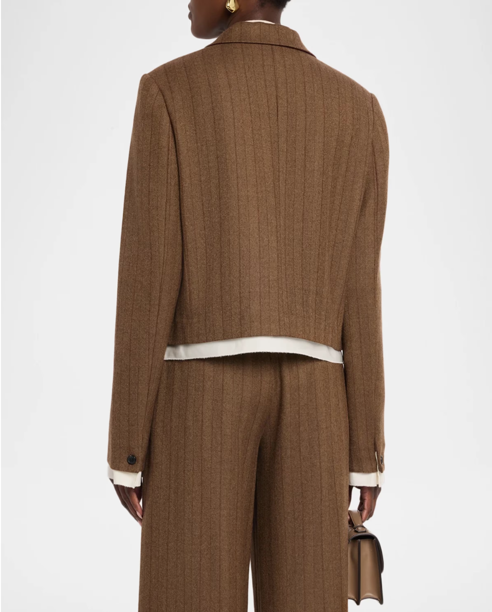 Rag & Bone Lawrence Crop Blazer Brown Herringbone-Jackets-West of Woodward Boutique-Vancouver-Canada
