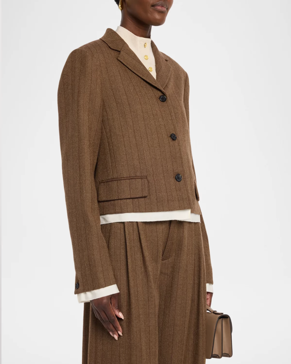 Rag & Bone Lawrence Crop Blazer Brown Herringbone-Jackets-West of Woodward Boutique-Vancouver-Canada