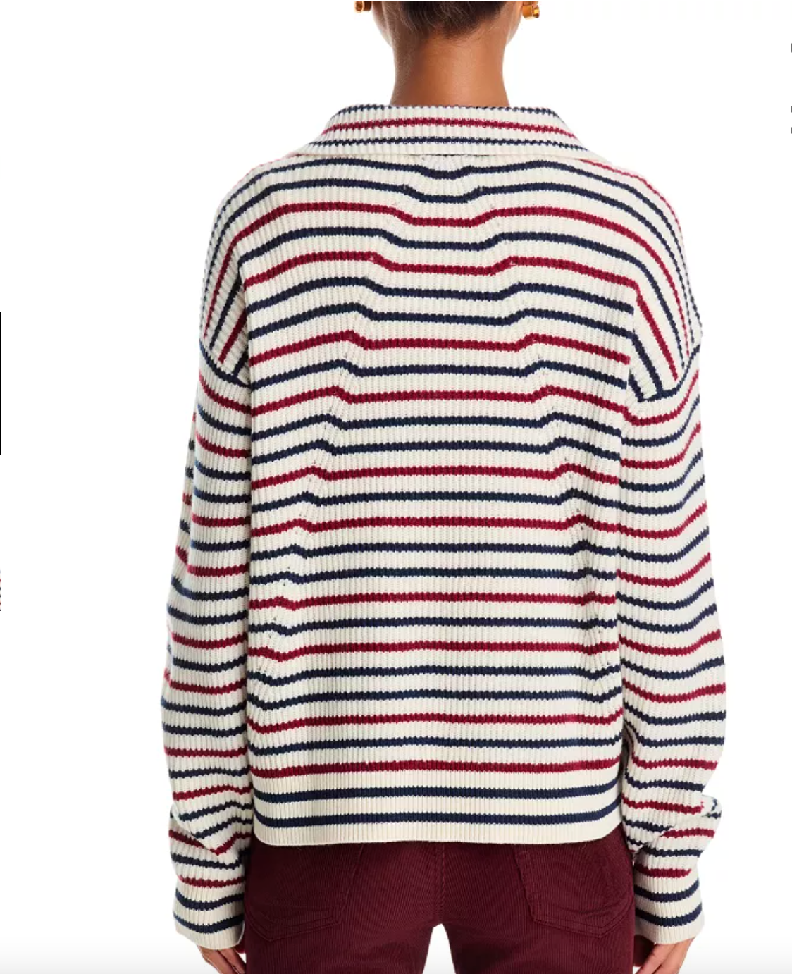 Rag & Bone Georgie Stripe Half Zip Sweater Ivory Red Navy-Sweaters-West of Woodward Boutique-Vancouver-Canada