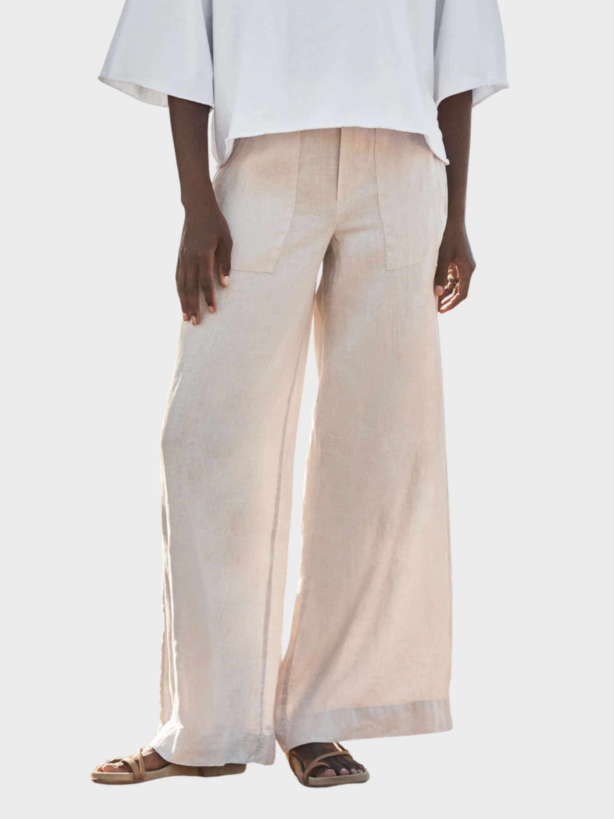 Frank & Eileen Madeline Patch Pocket Pant Sand-Pants-West of Woodward Boutique-Vancouver-Canada