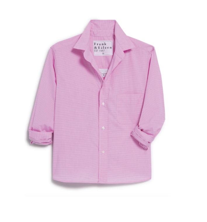 Frank & Eileen Silvio Untuckable Button Up Shirt Hot Pink Plaid-Shirts-West of Woodward Boutique-Vancouver-Canada