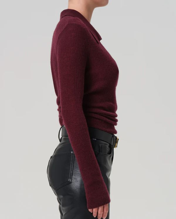 COH Simone Polo Sweater Burgundy-Sweaters-West of Woodward Boutique-Vancouver-Canada