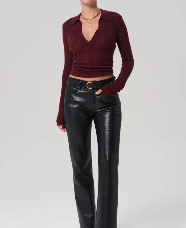 COH Simone Polo Sweater Burgundy-Sweaters-West of Woodward Boutique-Vancouver-Canada