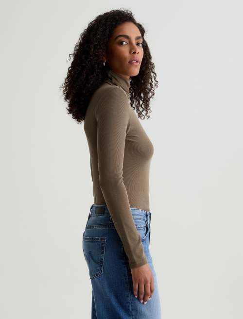 AG Chels Turtleneck Top Taupe Grey-T-Shirts-West of Woodward Boutique-Vancouver-Canada