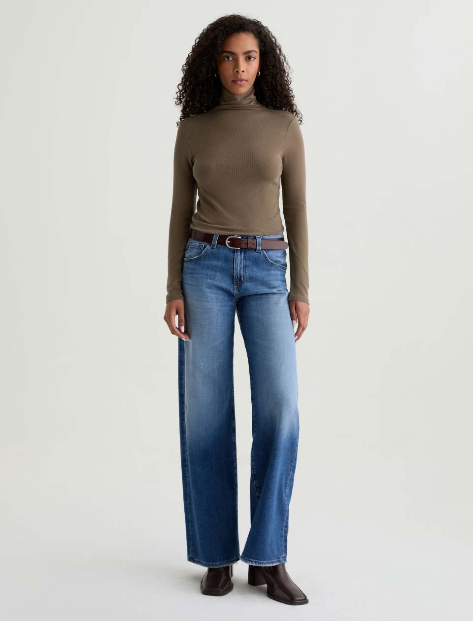 AG Chels Turtleneck Top Taupe Grey-T-Shirts-West of Woodward Boutique-Vancouver-Canada