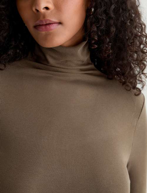 AG Chels Turtleneck Top Taupe Grey-T-Shirts-West of Woodward Boutique-Vancouver-Canada
