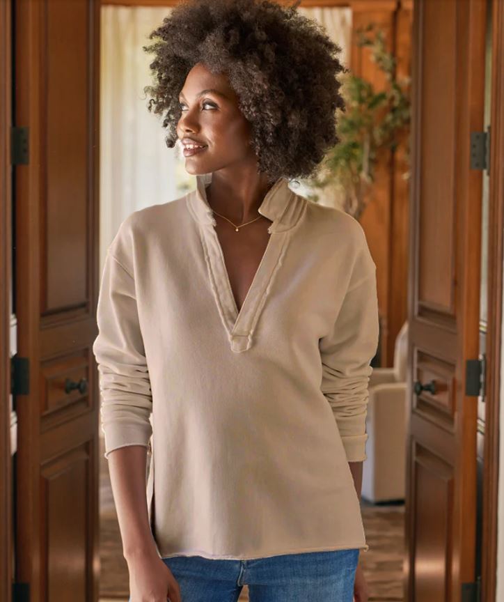 Frank & Eileen Patrick Popover Henley Triple Fleece Toasted-Sweatshirts-West of Woodward Boutique-Vancouver-Canada