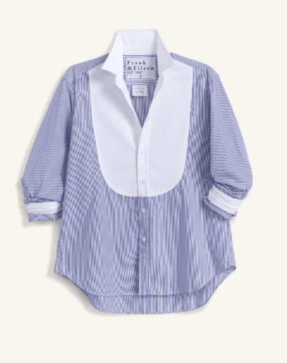 Frank &amp; Eileen Eileen Button Up Shirt Tuxedo Blue White Stripe