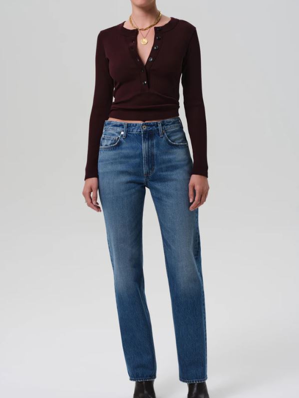 COH Varra Henley Top Mahogany-T-Shirts-West of Woodward Boutique-Vancouver-Canada