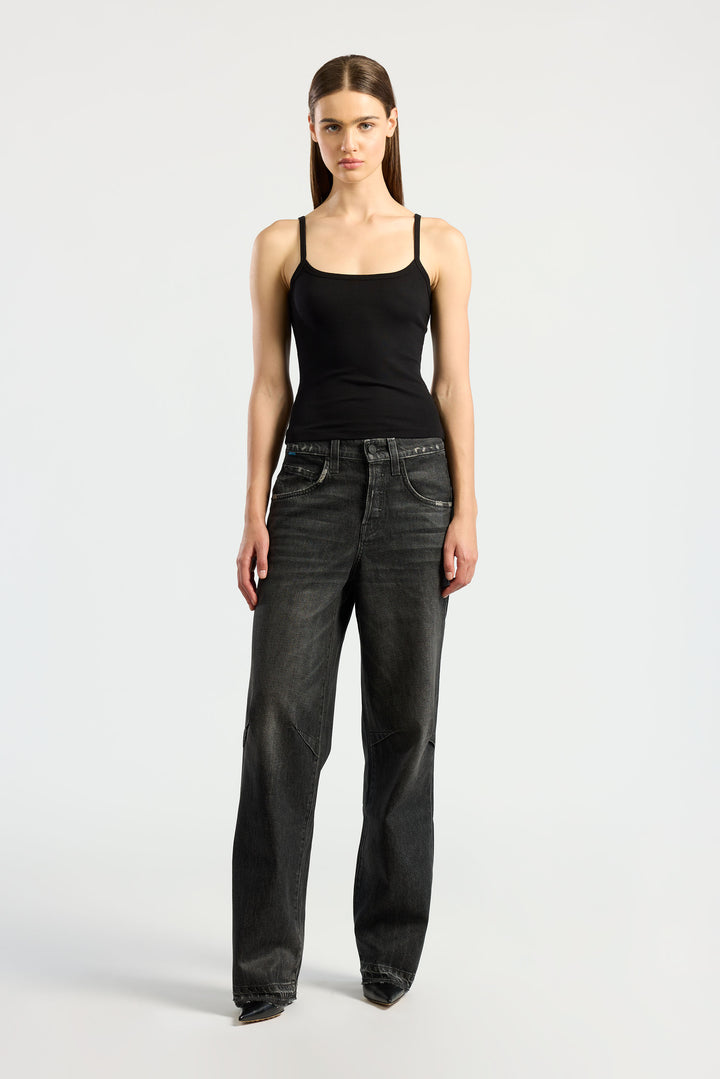 Cotton Citizen Verona Spaghetti Tank Jet Black-T-Shirts-West of Woodward Boutique-Vancouver-Canada
