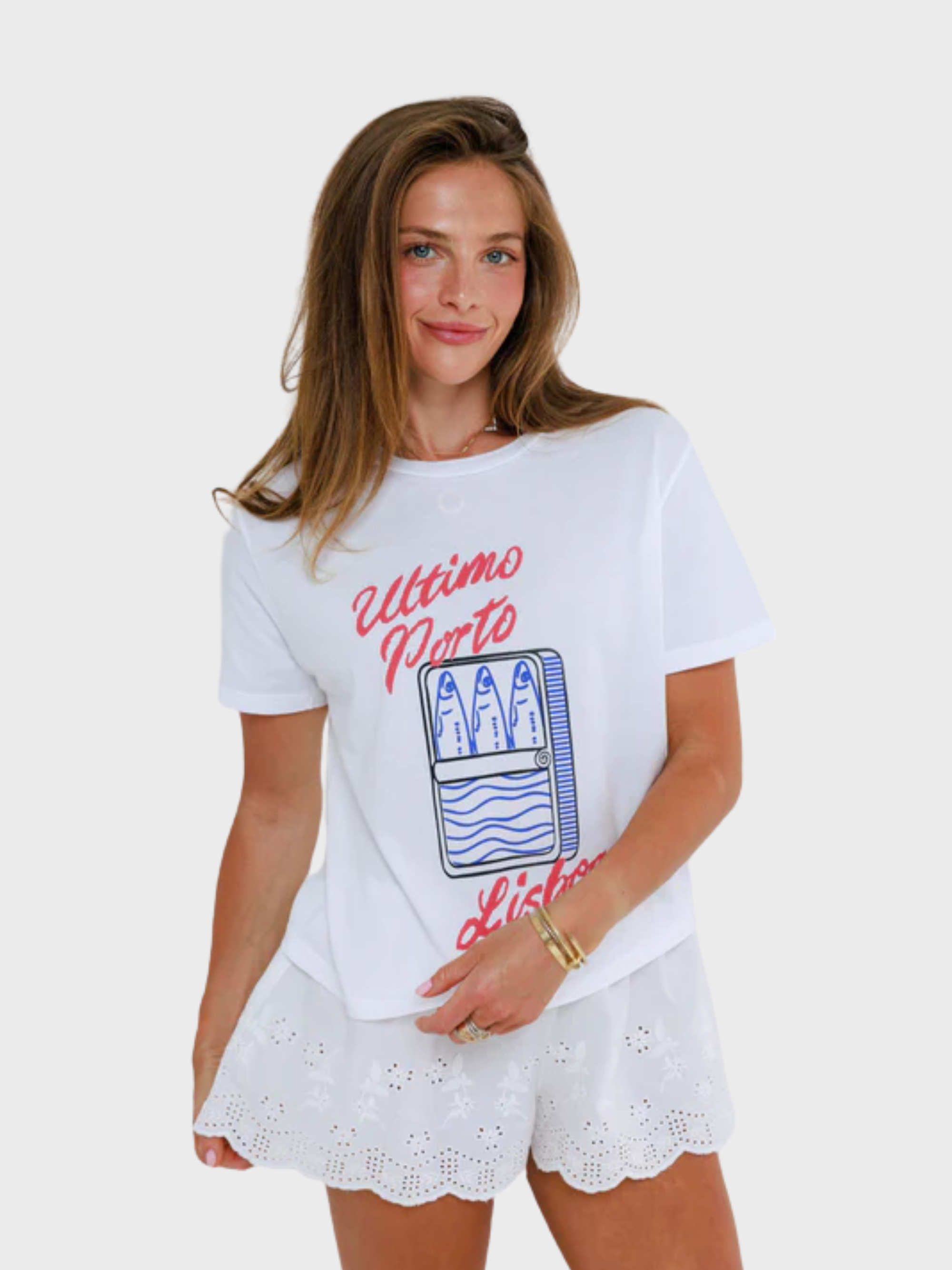 Sunny Somewhere Lisbon Sardines Tee White-T-Shirts-West of Woodward Boutique-Vancouver-Canada