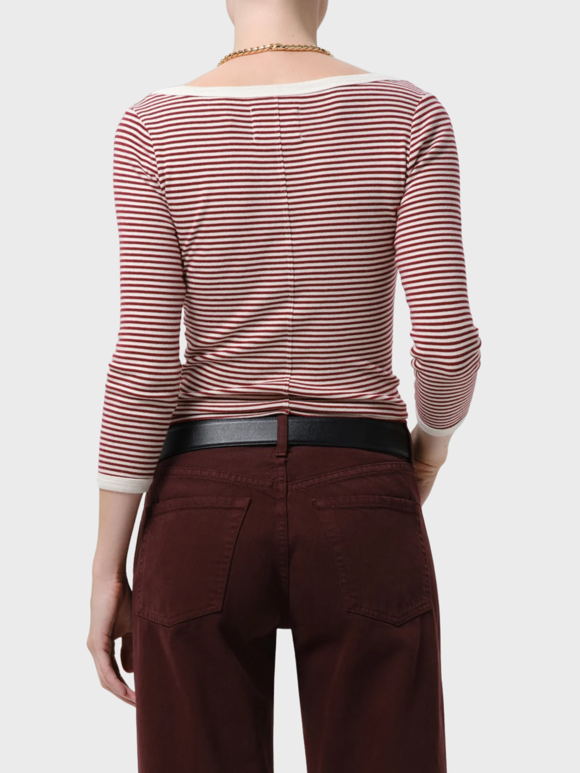 Citizens of Humanity Boat Neck Slim Tee Burgundy Creme-T-Shirts-West of Woodward Boutique-Vancouver-Canada