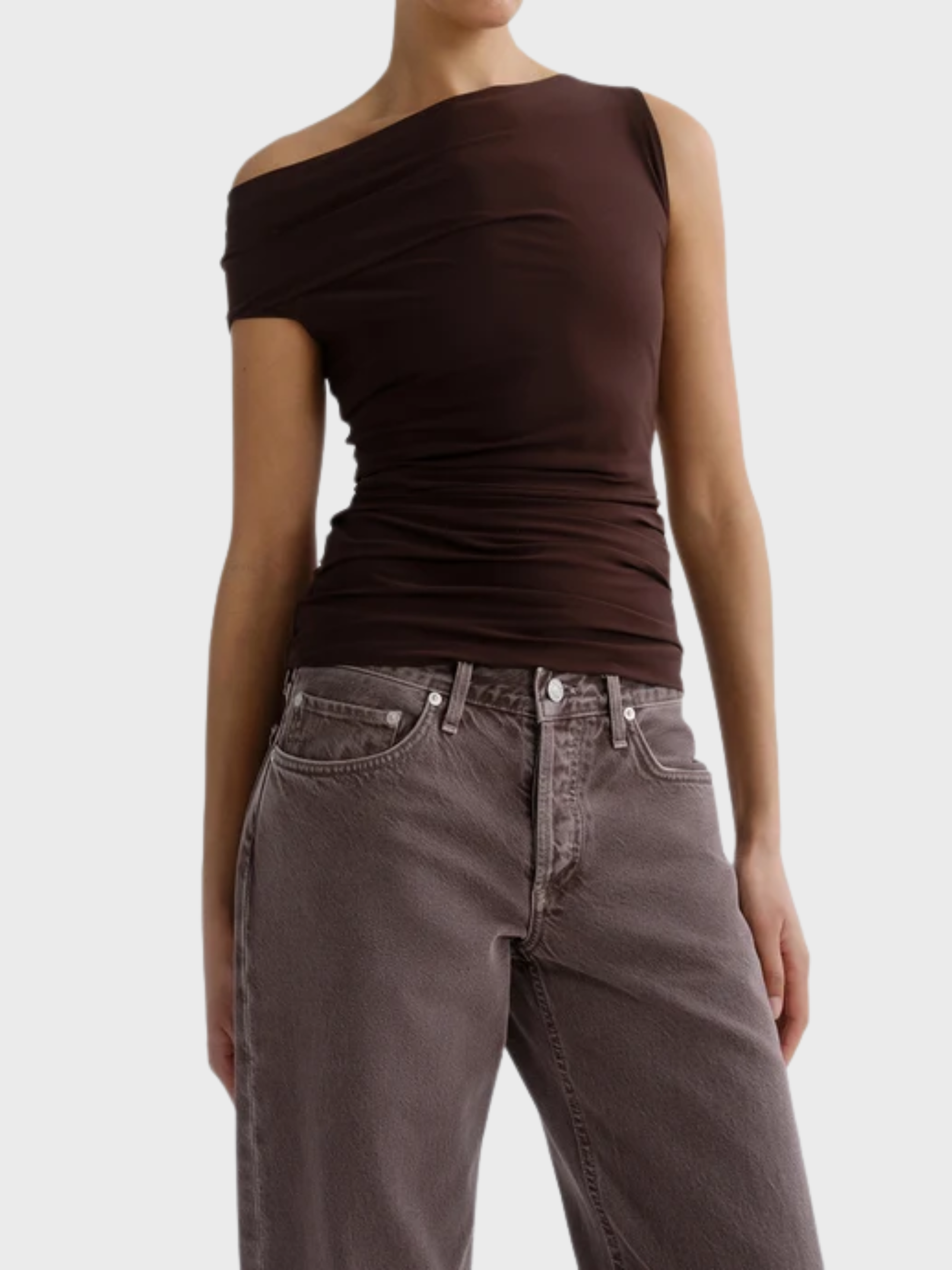 Agolde Carlin Top Chocolate Dk Brown-T-Shirts-West of Woodward Boutique-Vancouver-Canada
